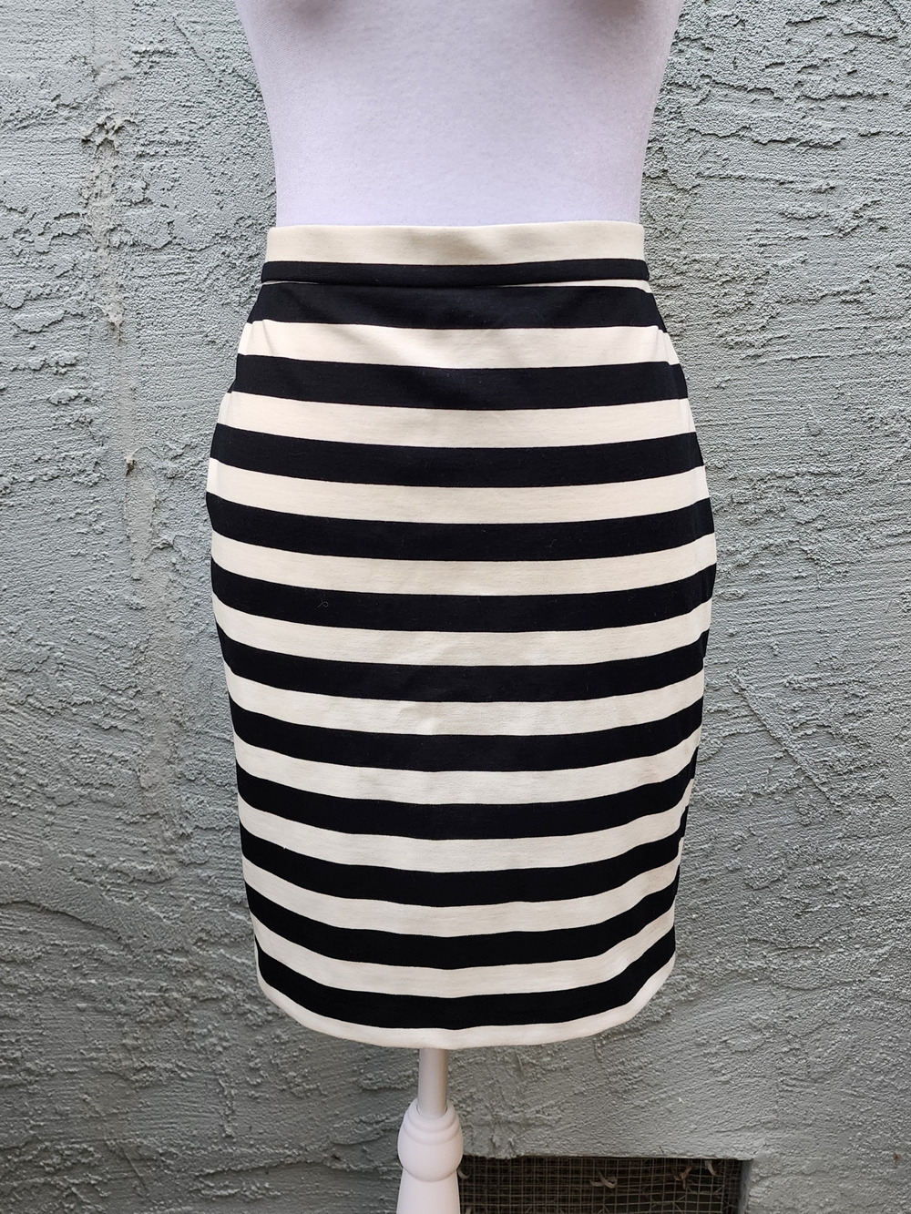 Barneys New York Striped Pencil Skirt Black White S